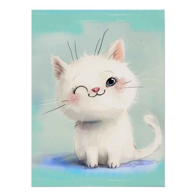 Póster Gatito blanco lindo (Anverso)