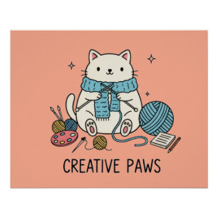 Póster Gatito Blanco Pasatiempos Creativos Acento de Dise