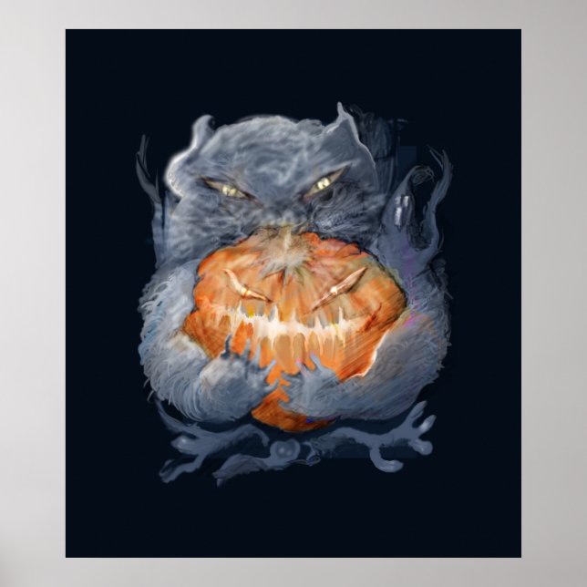Póster ** gatito con calabaza ** (Frente)