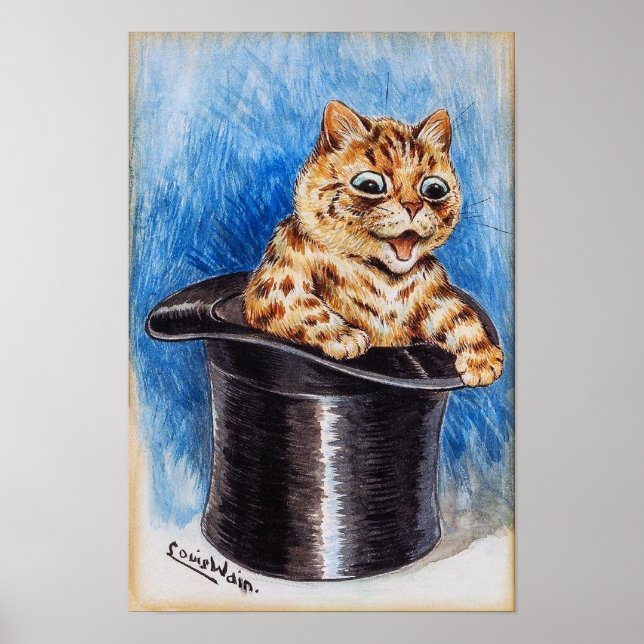 Póster Gatito con sombrero de copa, Louis Wain (Frente)