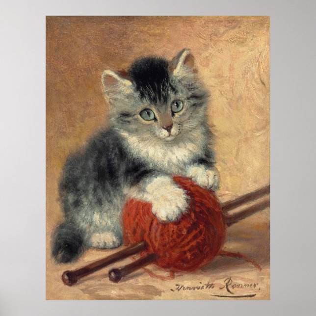 Póster Gatito con una bola de lana CC1172 Ronner-Knip (Frente)