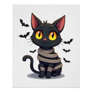 Póster Gatito de Halloween de gato momia
