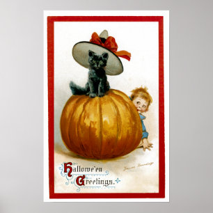 Póster Gatito de moda de Halloween