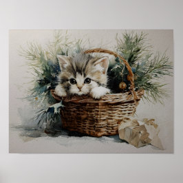 Póster Gatito de Navidad