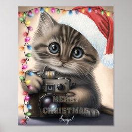 Póster Gatito de Navidades con cámara