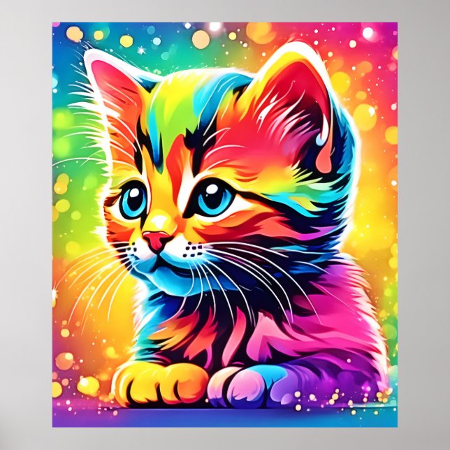 Póster Gatito de Sueño Arcoíris (Frente)