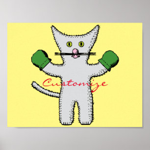 Póster Gatito del boxeo con las manoplas Thunder_Cove
