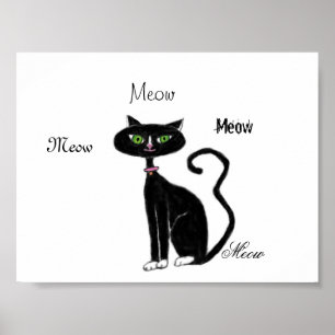 Póster Gatito del maullido retro