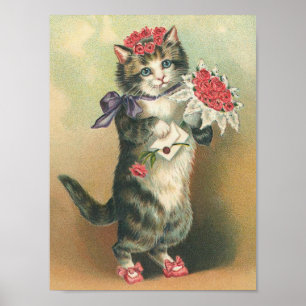 Póster Gatito del vintage