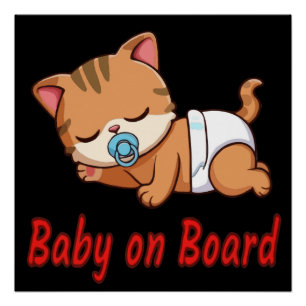 Póster Gatito Dormido Adorable Gato   Calcomanía para Aut