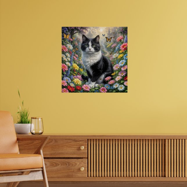 Póster Gatito en el jardín de flores (Salón 2)