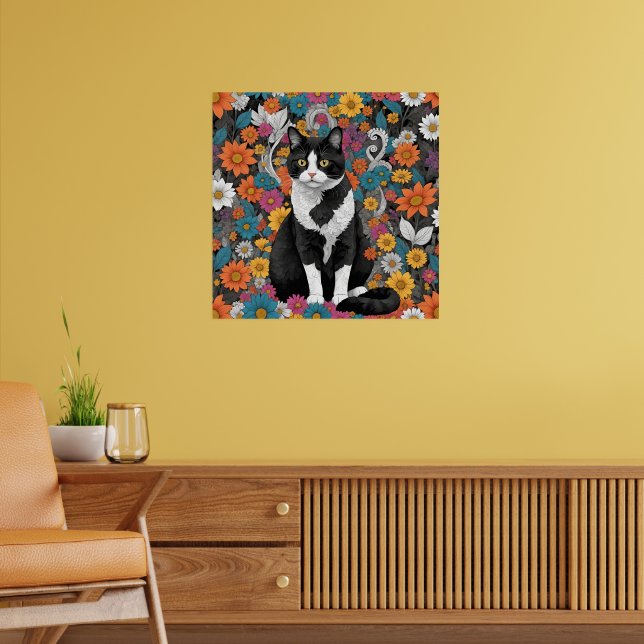 Póster Gatito entre las flores (Salón 2)