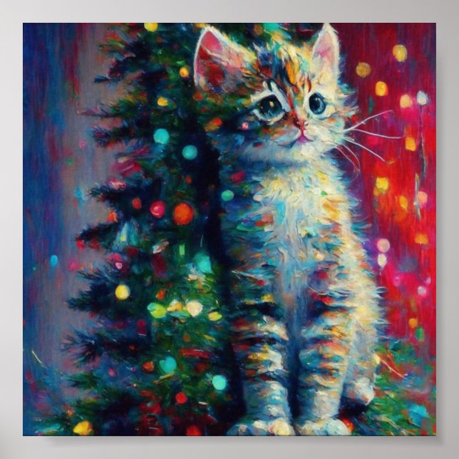 Póster Gatito lindo de Navidad (Frente)