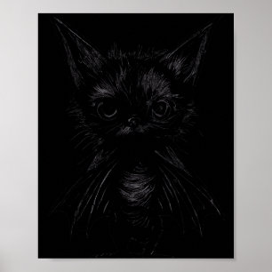 Póster Gatito negro divertido de Halloween con disfraz de