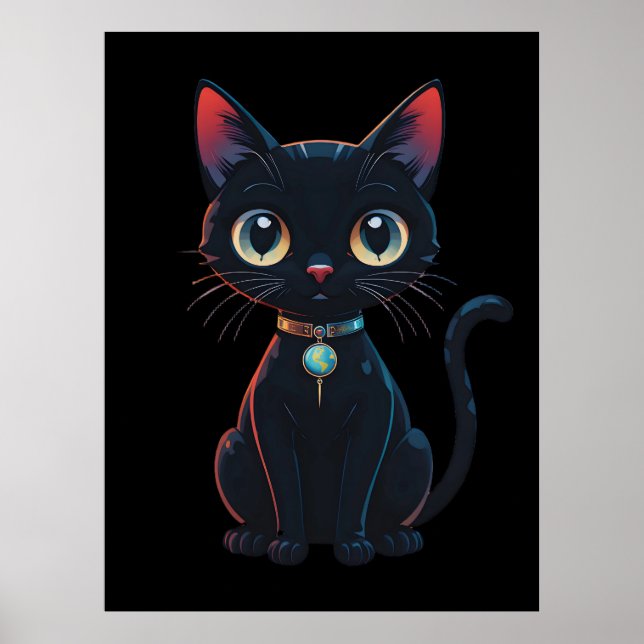 Póster Gatito negro poco espeluznante (Frente)
