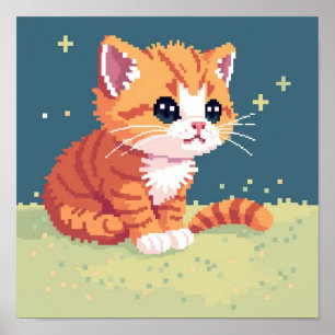 Póster Gatito Pixelado