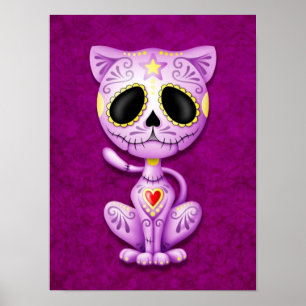 Póster Gatito púrpura del azúcar del zombi