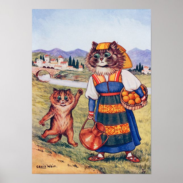 Póster Gatito quiere una naranja, Louis Wain (Frente)