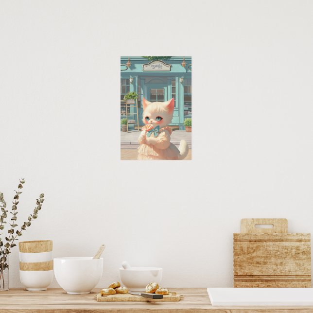 Póster Gatito suave con langosta en pastelería (Cocina)