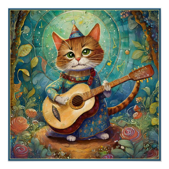 Póster Gatito tocando la guitarra (Anverso)