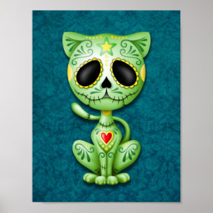 Póster Gatito verde del azúcar del zombi