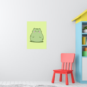 Póster Gatito Verde Matcha Regordete
