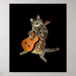 Póster Gatito y guitarra