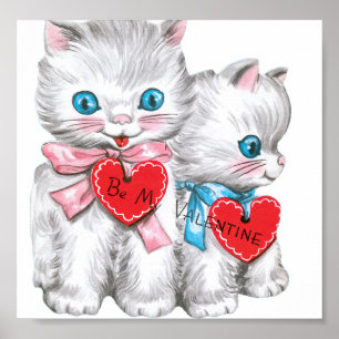 Póster Gatitos blancos Valentine