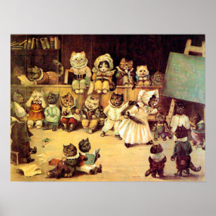 Póster Gatitos de la escuela de un gato, Louis Wain