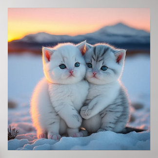 Póster Gatitos de nieve