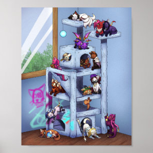 Póster Gatitos en el árbol del gato
