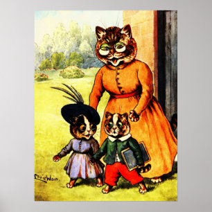 Póster Gatitos en la escuela por Louis Wain