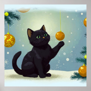 Póster Gatitos Navidades juguetones