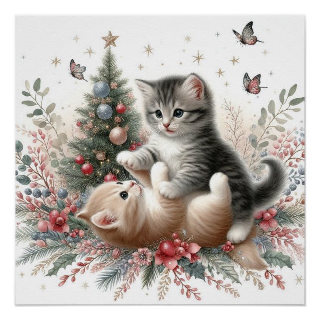 Póster Gatitos Navidades lúdicos (Anverso)