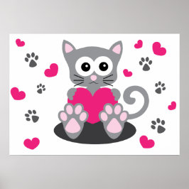 Póster Gatitos y corazones