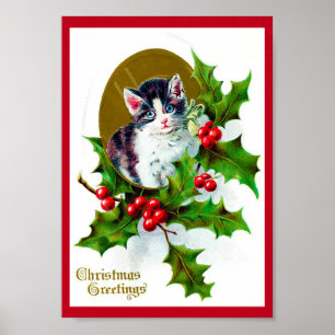 Póster Gatitos y Navidades Holly