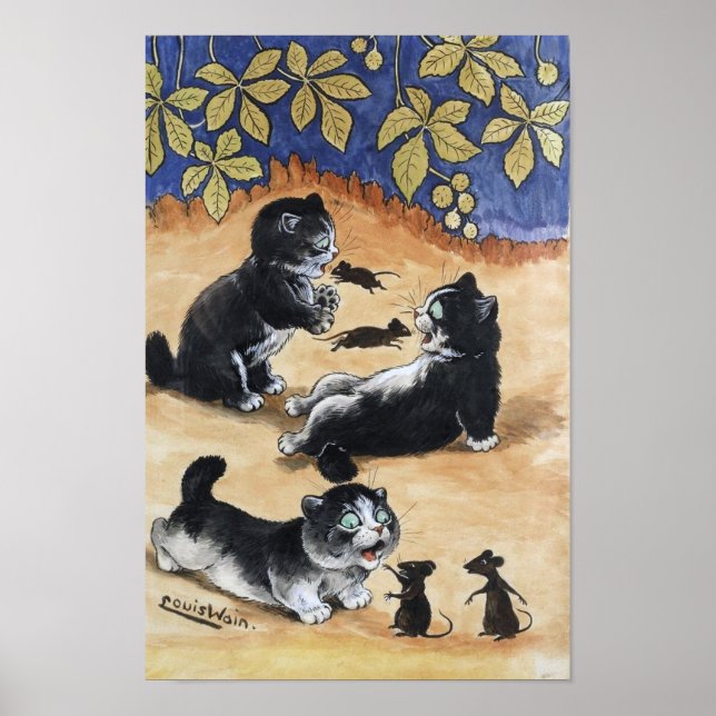 Póster Gatitos y ratas, Louis Wain (Frente)