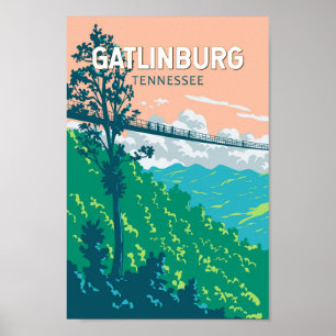 Póster Gatlinburg Tennessee Ilustracion Travel Art