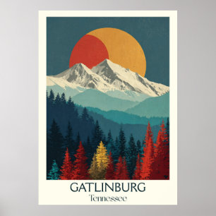 Póster Gatlinburg Tennessee Montañas de Invierno