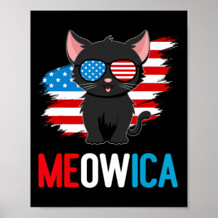 Póster Gato 4 de julio Meowica Gatito Patriótico American