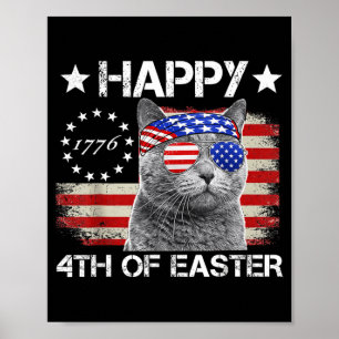 Póster Gato 4 de julio s Meowica Merica Hombres USA Ameri