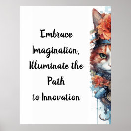 Póster Gato 4 Gatito con acuarela rosa