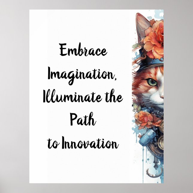 Póster Gato 4 Gatito con acuarela rosa (Frente)