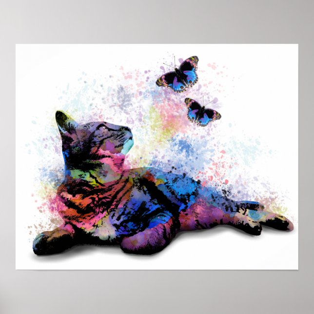 Póster Gato 614 mariposa (Frente)