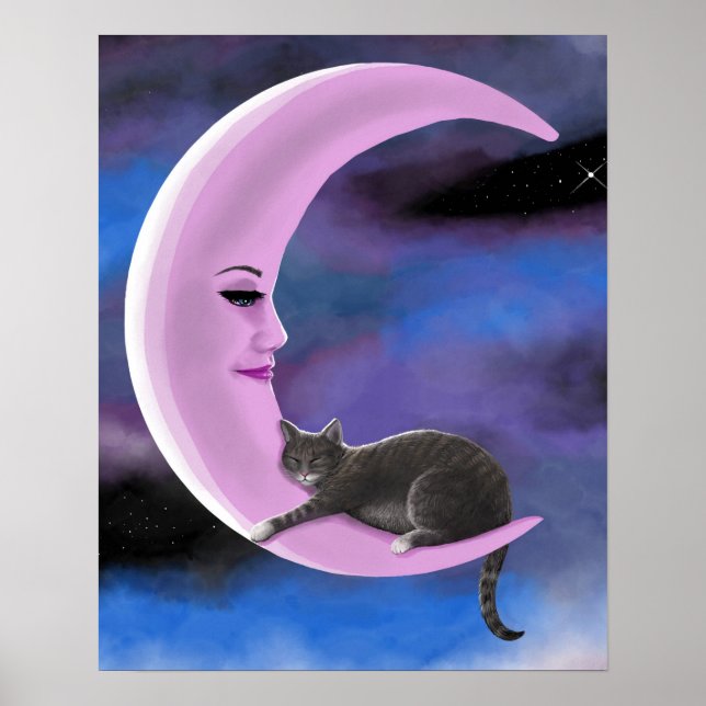 Póster gato 661 Luna rosa (Frente)