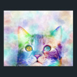 Póster gato 663 multicolor<br><div class="desc">Obra de arte original del gato digital de la artista Lucie Dumas.</div>