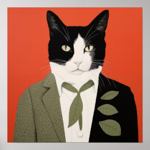 Póster Gato abstracto