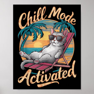 Póster Gato Activado En Modo Chill Con Gles En La Playa