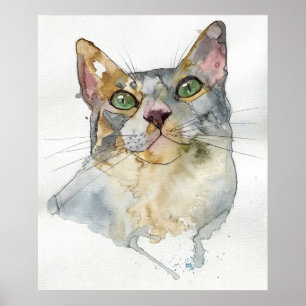 Póster Gato Acuarela