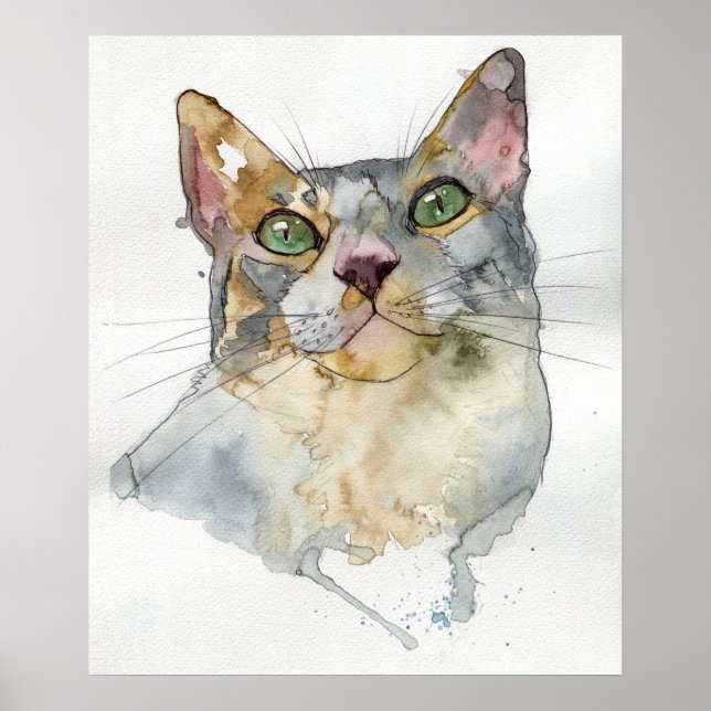Póster Gato Acuarela (Frente)